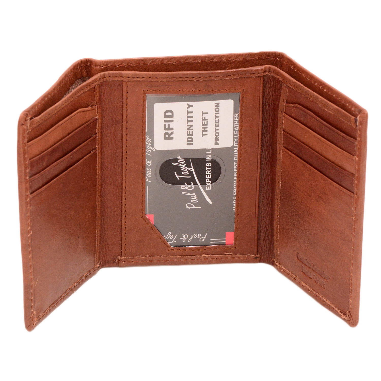 Paul&Taylor Mens Trifold Wallet RFID Blocker Hidden Card Slot