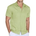 thumbnail image 2 of QDG Mens Polo Shirts Short Sleeve Casual Button Down Shirt for Men Summer Beach Vacation Shirt Green L, 2 of 10