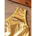 thumbnail image 4 of Sinleey Kids Girls Shiny Metallic Crop Tank Top and Boy Shorts Set Stage Performance Dancewear Gold 170, 4 of 6