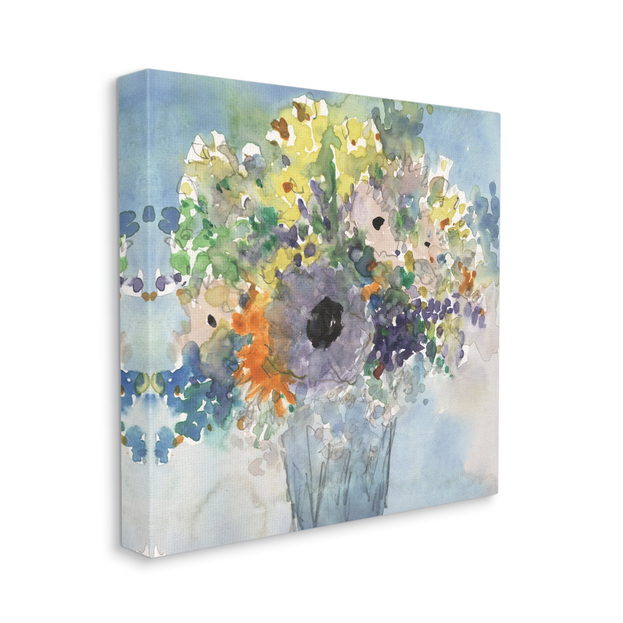 Stupell Industries Blue Bouquet Watercolor Botanical & Floral Painting Gallery Wrapped Canvas Art Print Wall Art, 36 x 36