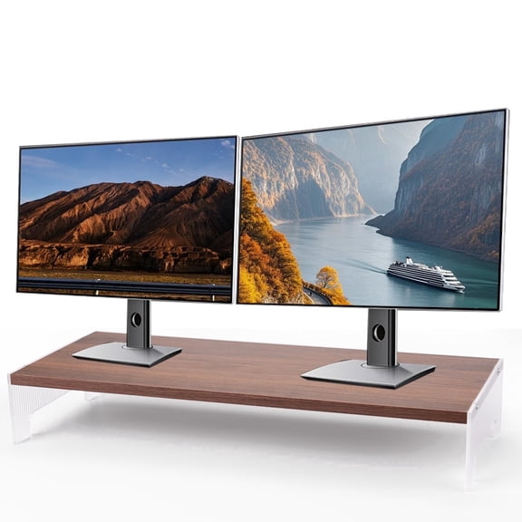 Marsrock Clearance Wood&Acrylic Computer Monitor Stand Desk Desktop Organizer Table For Home,Office Workspace,Laptop Riser,Printer,PC&TV Screen Riser