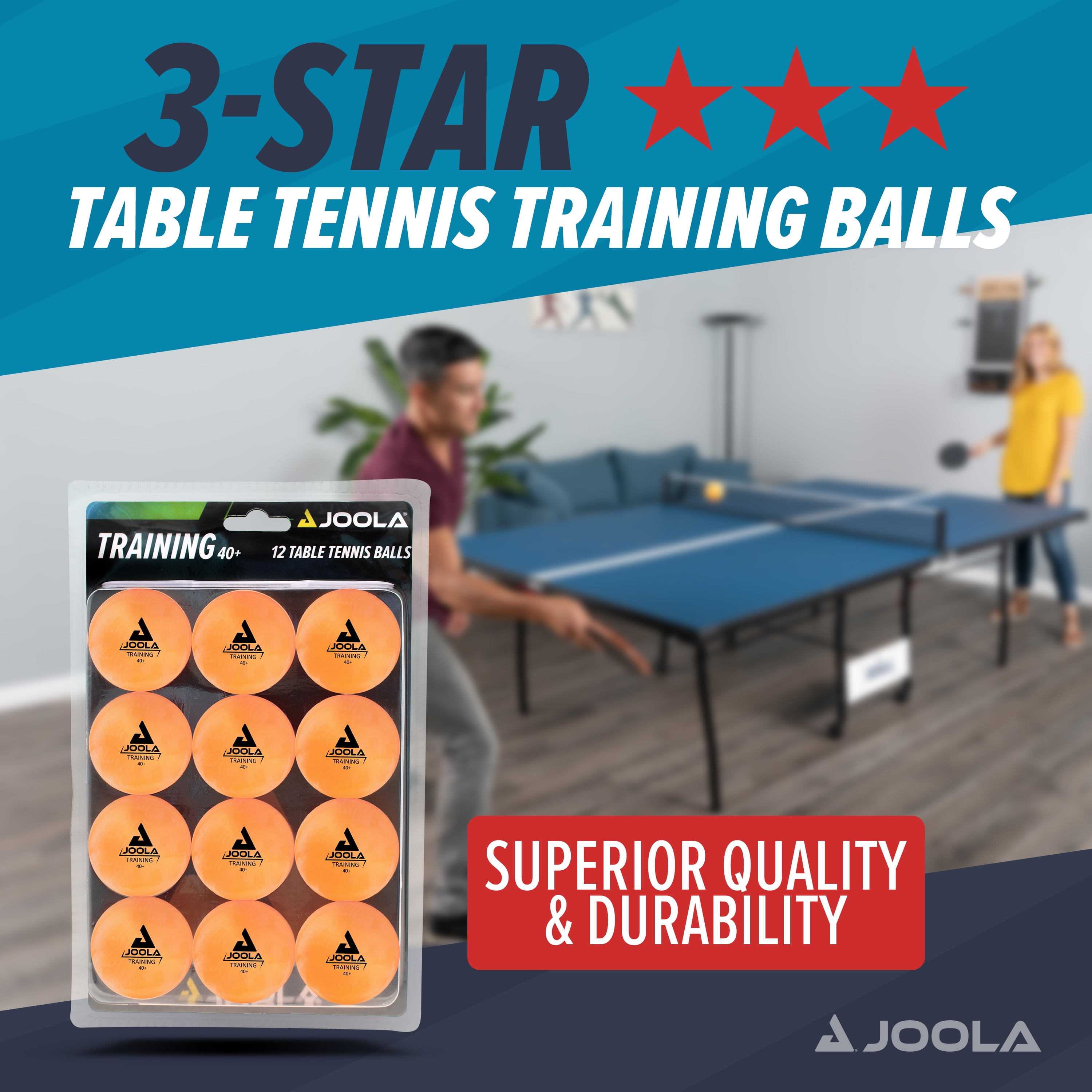 JOOLA 3-Star Table Tennis Training Balls, 40mm, Orange, 12ct Ping Pong Balls