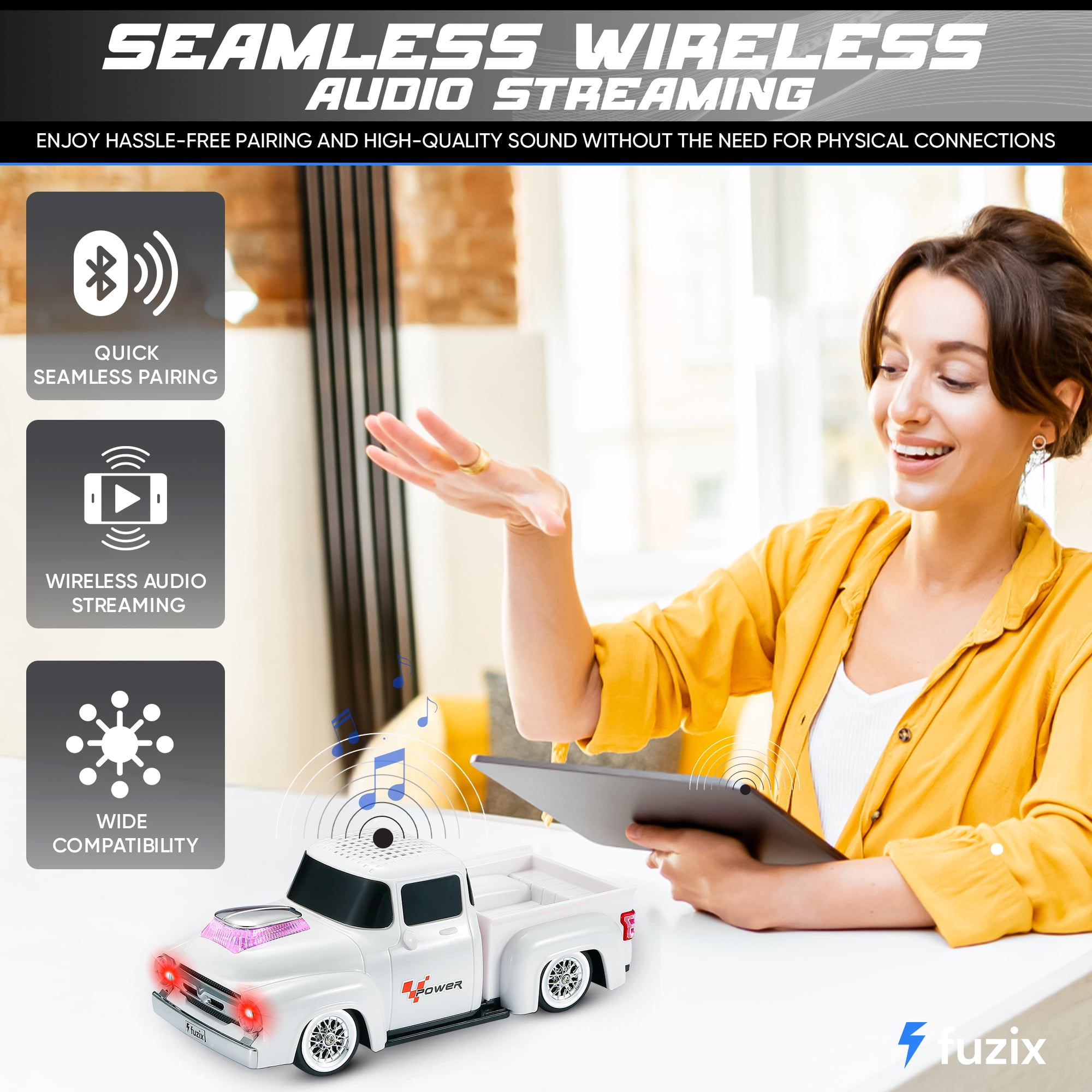 Fuzix WS-538 Car Bluetooth Portable Speaker with LED AUX USB FM Rechargeable