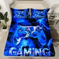 thumbnail image 2 of Manfei Gamepad Game Lovers Twin Sheet Sets,Teens Gaming Twin Fitted Sheet,Deepblue Black Flat Sheet For Boys Kids,Ultra Soft Home Decor,3-Piece, 2 of 7