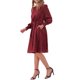 thumbnail image 4 of Vestido Casual de Malla con Estrellas Brillantes de Cuello Barco y Manga Larga Abullonada para Mujer XL Rojo, 4 of 5