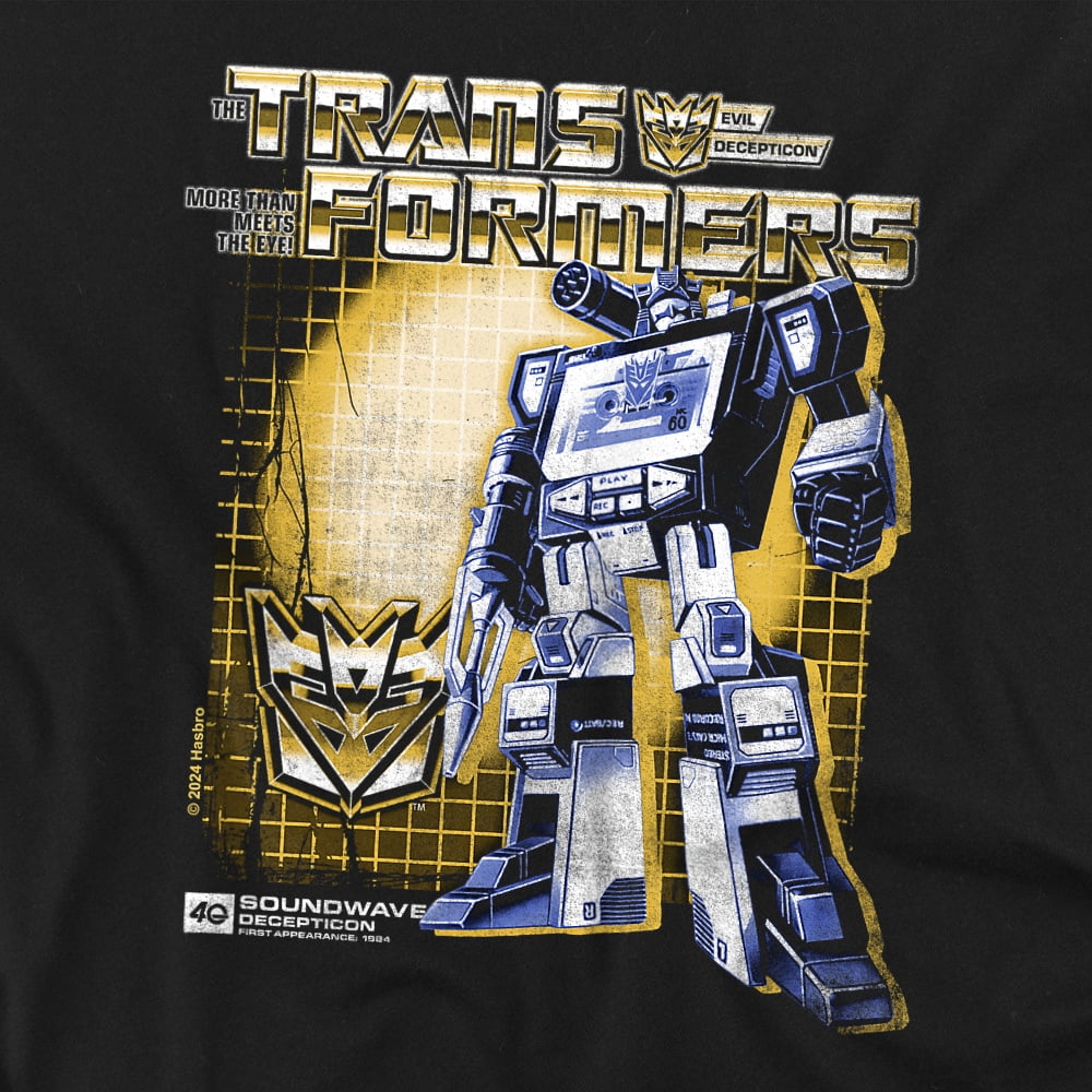 Transformers 40th Anniversary Soundwave Box Youth Long Sleeve T Shirt, Black, Small