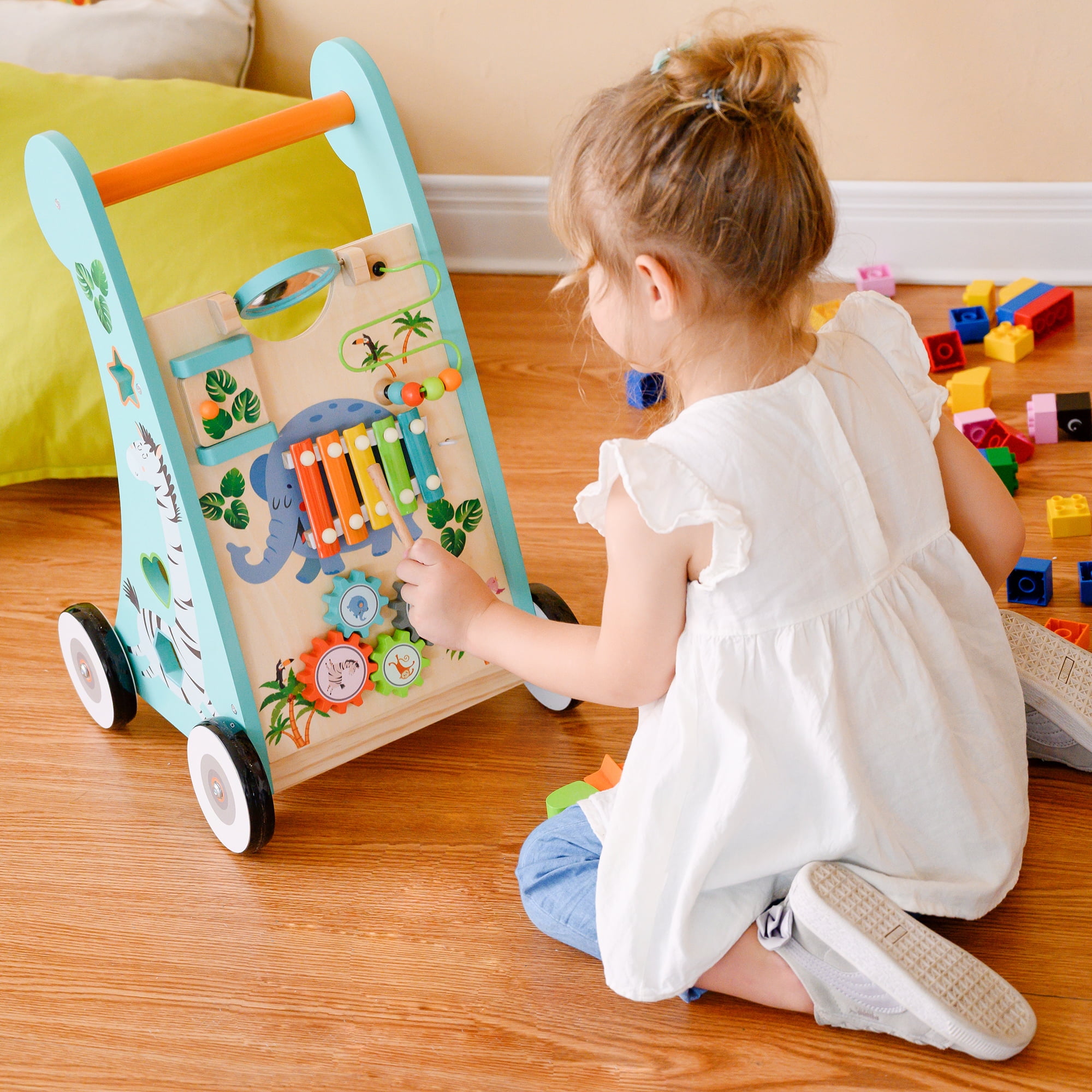 Teamson Kids Preschool Play Lab Safari Animal Toddler Walker & Activity Station