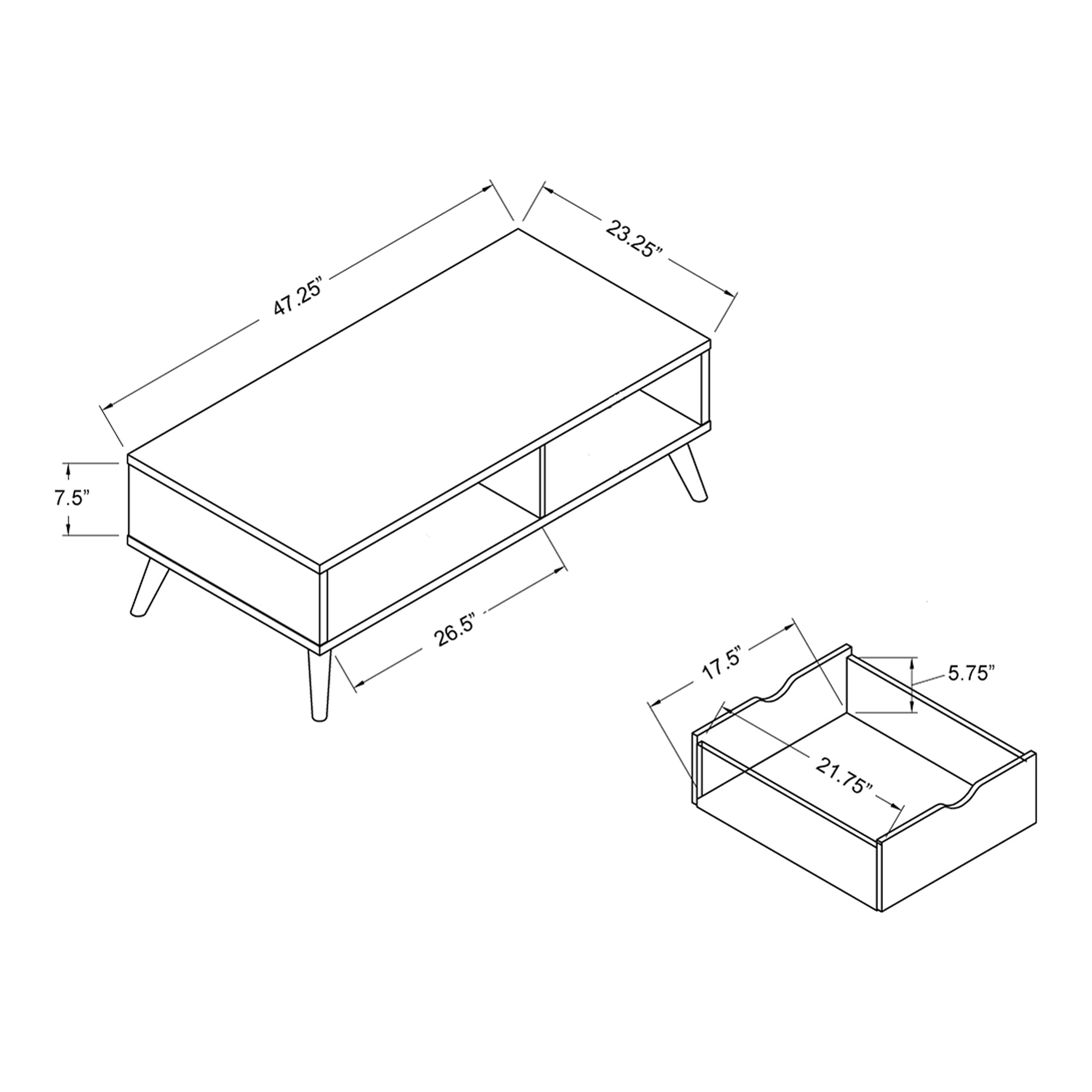 Furniture of America Dominique 1-Drawer Coffee Table, White