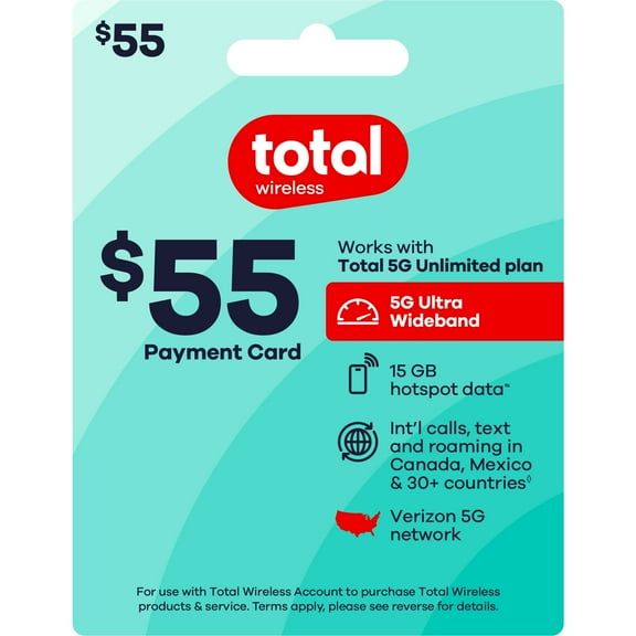 Total Wireless $55 Payment Card e-PIN Top Up (Email Delivery)
