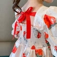 thumbnail image 6 of EnJoCho toddler Girls Cute Strawberry Ruched Dress Princess Dresses Strawberry Prints Short Bubble Sleeve Clothes Baby Kids Summer Casual Party Dresses 2-3 Years, 6 of 9