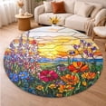 thumbnail image 5 of Circle Area Rug, Wildflowers2 Washable Non-Slip Floor Carpet, Soft Rug for Living Room Bedroom Decor 71 Inch, 5 of 6