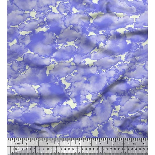 Soimoi Rayon Crepe Fabric Cloud Nature Printed Craft Fabric by the Yard 46 Inch Wide