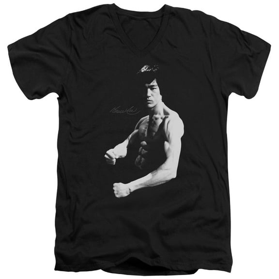 Bruce Lee Stance S/S Adult V-Neck T-Shirt 30/1 T-Shirt Black
