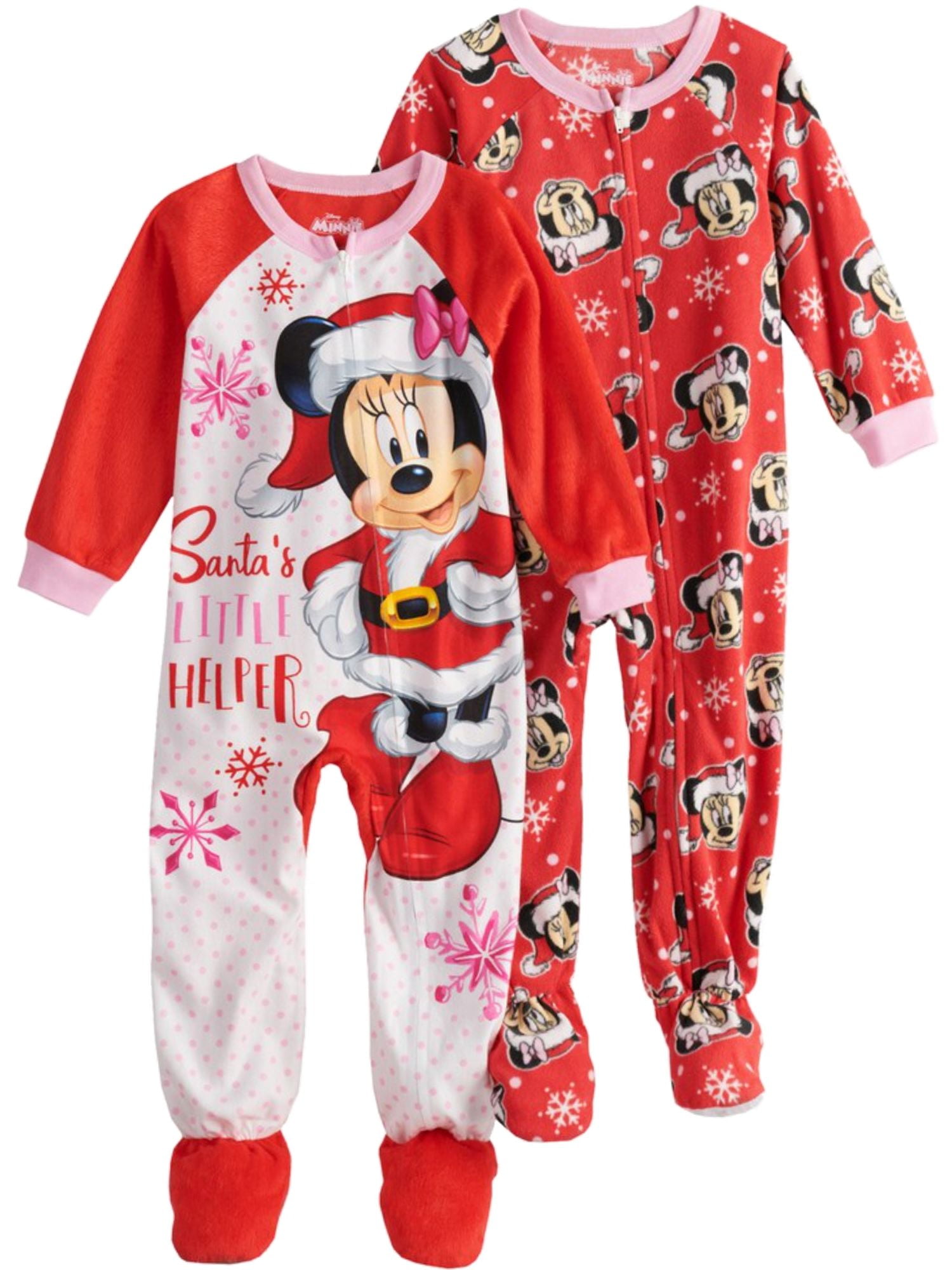 2016 spring little girl sleepwear heart zig zag short sleeve 2pc snug Toddler Girls Disney Red Fleece Minnie Mouse 2 Piece Sleeper Footie