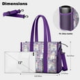thumbnail image 5 of Teacher Tote Bag,Bichon Dog Purple Florals Teacher Utility Tote Bag,Large Work Tote Bags for Women with Multiple Pockets,Top Zipper Closure,13.8x10.6x6.7 Inch, 5 of 5