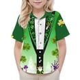 thumbnail image 4 of LEKWK Boys St. Patrick's Day Shirt Faux Suit Vest Graphic Short Sleeve Button Down Top Irish Festival Performance Wear, 4 of 9