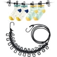 thumbnail image 1 of 2 Pieces Clothesline, Portable Elastic Adjustable Retractable Outdoor Camping Clothesline with 12 Positioning Clips and Loops, for Outdoor Travel Indoor Camping, 1 of 5