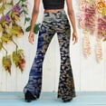 thumbnail image 4 of Women's Marble Print Elastic High Waist Flare Leg Stretch Casual Pants, 4 of 6