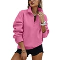 thumbnail image 3 of UDAUDU Women Sweatshirt Casual Long Sleeve Half Zip Pullover Lightweight Casual Loose Fall Winter Fashion Sweatshirts Pink S, 3 of 7