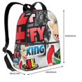 thumbnail image 4 of Lsque Sml Jeffy Pattern Backpack – School Travel Canvas Daypack with Ergonomic Padded Straps, Multiple Compartments & Leather Handle, 4 of 5