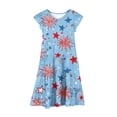 thumbnail image 6 of Mitankcoo 4th of July Dresses for Girls Fashion Print Crew Neck Flutter Sleeve A-Line Dress Daily Casual 6-15Y, 6 of 6