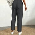 thumbnail image 6 of Linen Pants Women Drawstring Waist Ankle Length Casual Loose Fitting Trouser with Side Pockets for Summer Gray S, 6 of 7