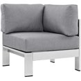 thumbnail image 5 of Modway Shore 4 Piece Outdoor Patio Aluminum Sectional Sofa Set in Silver Gray, 5 of 7