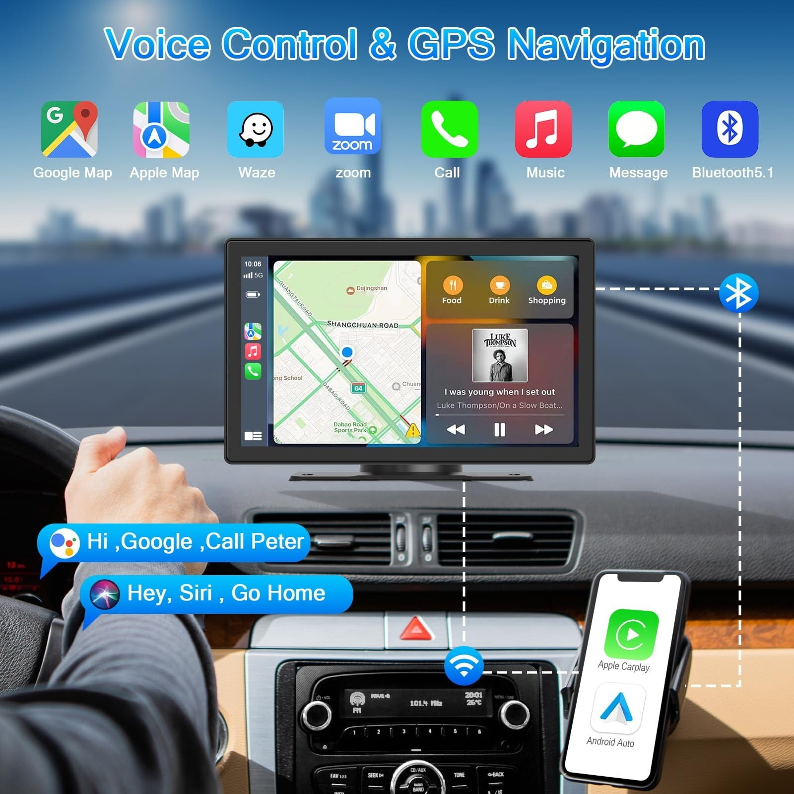 9 Inch Wireless Apple Carplay Car Stereo, Touch Car Play Screen