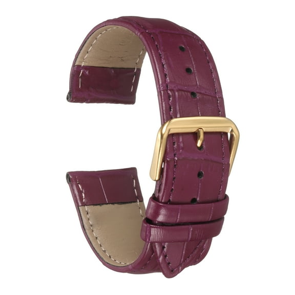Uxcell Leather Watch Bands 22mm Classical Embossed Replacement Strap Elegant Vintage Watchband, Purple Gold