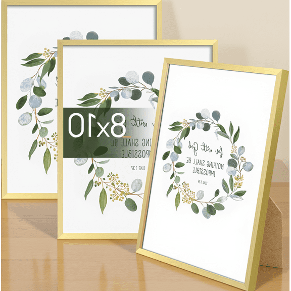 Set of 3 Picture Frames 8x10, Thin Border Photo Frames for Wall and Tabletop Display, High Definition Glass