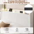 thumbnail image 3 of Queen Size Bed Frame with 4 Storage Drawers & Storage Headboard, Platform Bed Frame with Charging Station, USB Ports and LED Light, Noise-Reducing Metal Support, No Box Spring Needed, 3 of 7