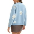 thumbnail image 3 of ATHLECHIC Floral V Neck Cardigans for Women Button Down Open Front Long Sleeve Knit Sweater Outerwear S Blue, 3 of 5