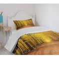 thumbnail image 4 of Ambesonne Fall Quilted Bedspread Set 2 Pcs, Seasonal Scenic Park, Twin Size, Pale Green Orange Brown, 4 of 6