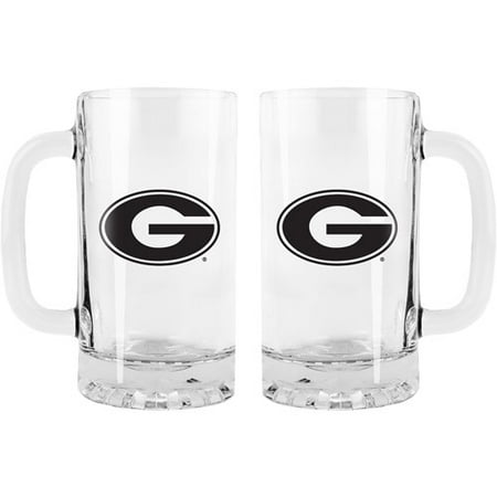 16oz NCAA Georgia Bulldogs Satin Etch Glass Tankard Set, 2pk