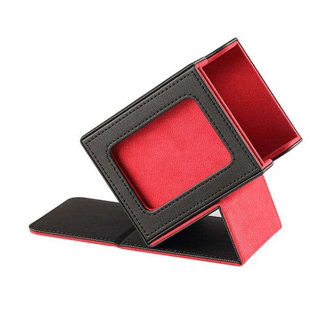 TISHITA Boîte pour Jeu de Cartes Contient 100 Cartes Album Fenêtre Transparente Design Organisateur de Cartes Noir Rouge
