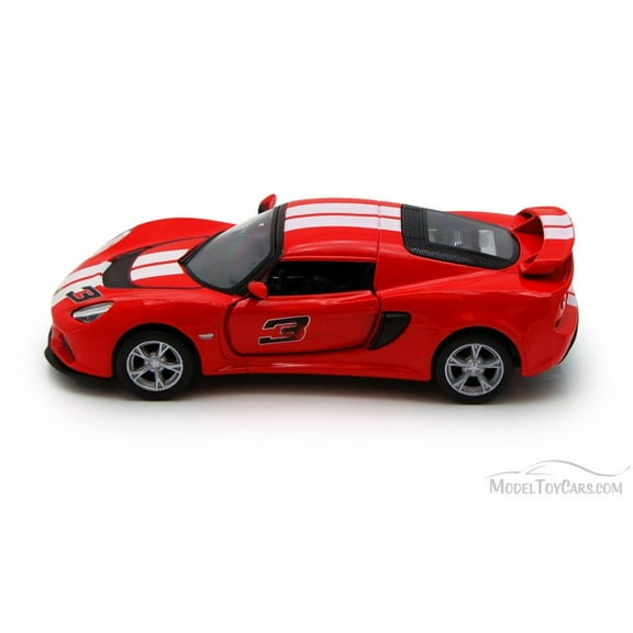 2012 Lotus Exige S Hard Top #3, Red with White Stripes - Kinsmart 5361DF - 1/32 Scale Diecast Model Replica (Brand New, but NOT IN BOX)