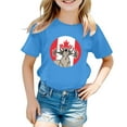 thumbnail image 4 of XDZJLR Chemises Filles Manches Courtes Été Col Rond Coupe Décontractée T-Shirts Basiques Bleu Ciel 6-7 Ans, 4 of 4