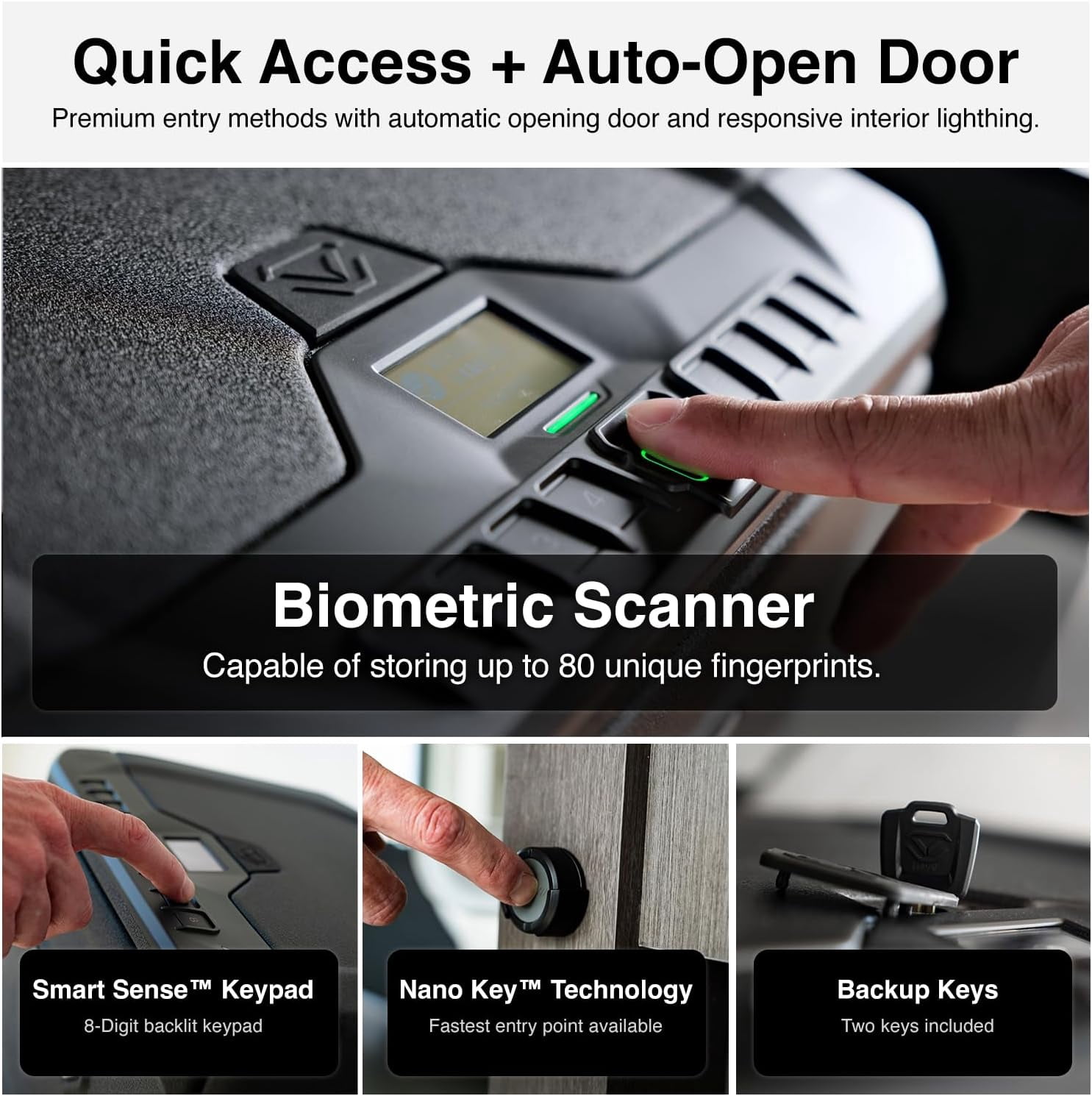 VAULTEK MR Series Dual Layer Smart Handgun Safe Multiple Pistol Storage Smart Safe with Biometric Scanner, Live Alerts, and Auto-Open Door (Biometric + WiFi)