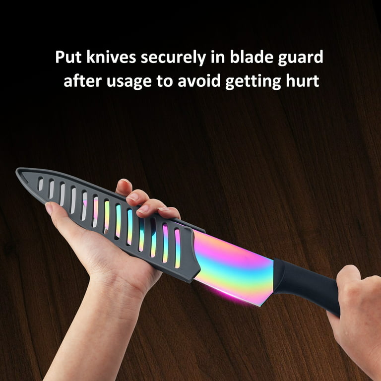 Marco Almond + Rainbow Titanium Cutlery Knife Set