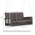 thumbnail image 3 of Outsunny 2-Person Outdoor Rattan Porch Swing Chair with Cushion and 7.2 ft Steel Chains, Grey, 3 of 10