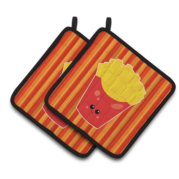 Carolines Treasures BB7050PTHD French Fries Face Pair of Pot Holders, 7.5HX7.5W, multicolor