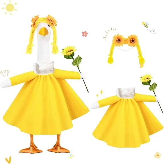 Cinvoph Sunflower Porch Gooses Outfits Cute Porch Gooses Clothes Spring Decoration for Lawns Yard Patio Outdoor