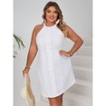 thumbnail image 5 of White Plus Size Halter Neck Eyelet Lace Sundress For Summer Beach Holiday, 5 of 6