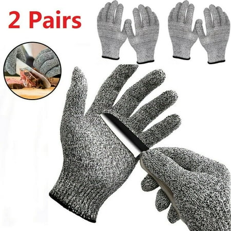 

2 Pairs Protective Cut Resistant Gloves Level 5 Certified Safety Protection Kitchen Meat Cut Wood Carving Cut Proof Stab Butcher