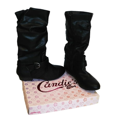 Candie's Big Girls Nelli Faux Leather Slouch Boots Black (Best Boots For Big Legs)