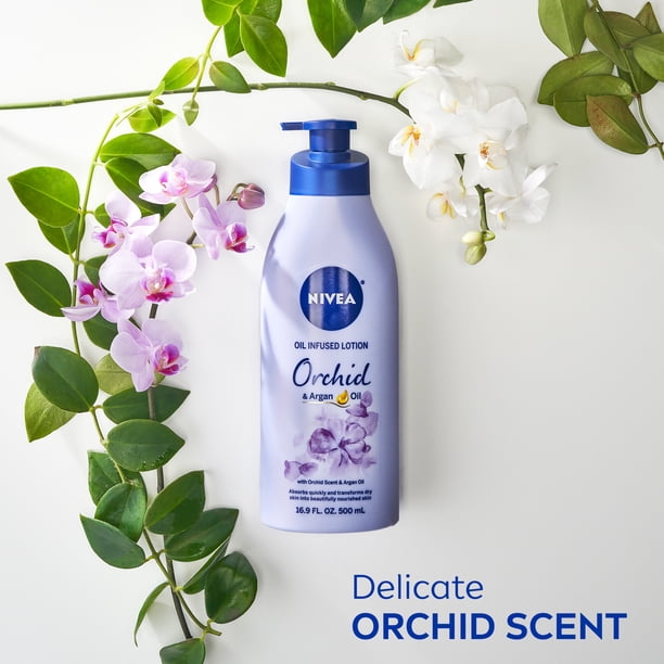 NIVEA Oil Infused Orchid and Argan Oil Body Lotion for Women, Fast
