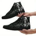 thumbnail image 3 of Coolcustomize Women's High-top Gothic Skull Punk Fashionable Sneakers, Unisex Gothic Flame Shoes for Streetwear, Rock Festivals, Punk Skull Print Unisex Lace-Up Casual Shoes, Breathable Fabric Boots, 3 of 11