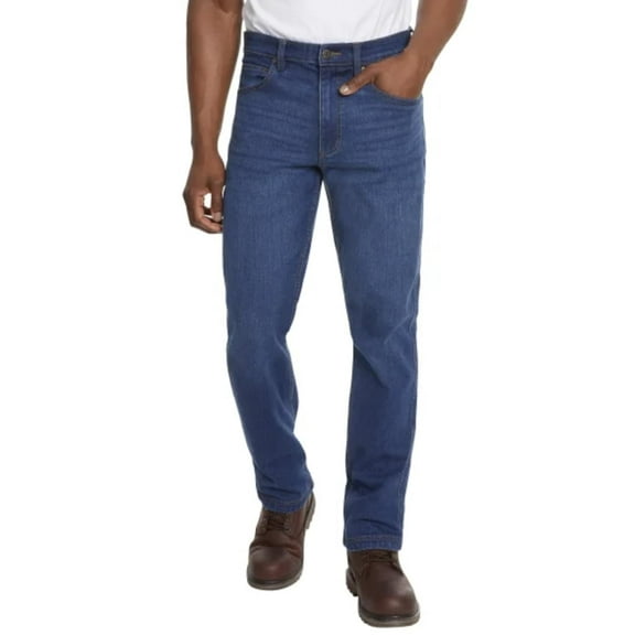 Kirkland Signature Men’s Comfort Stretch Straight Fit 5-Pocket Denim Jeans, Blue, Size 32x29