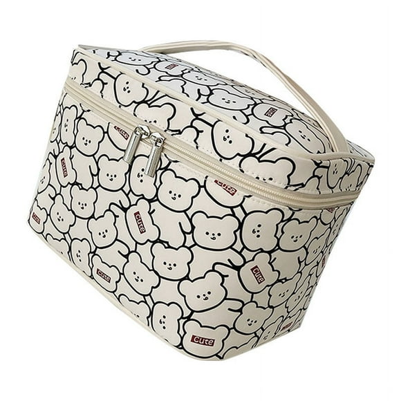 ZOUSSIQI Makeup Bag Large Capacity Glossy Zipper Travel Cosmetic Bag with Sturdy Handle for Travel Outdoor Cute Bear JU316-22526