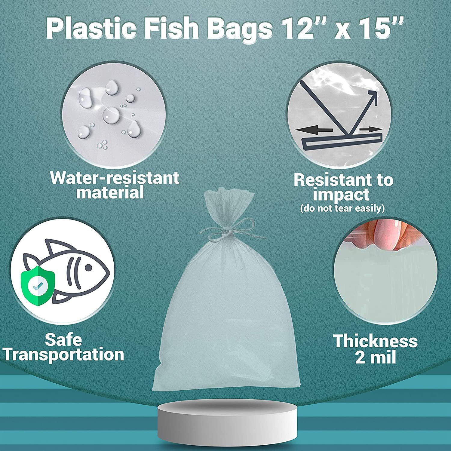 Plastic Aquarium Fish Shipping Bags Watertight 8" x 20" x 2mil 100ct 